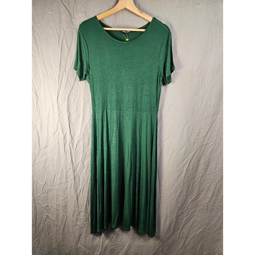 Urban Coco Womens Forest Green Short Sleeve Empire Waist A-Line Jersey Dress M